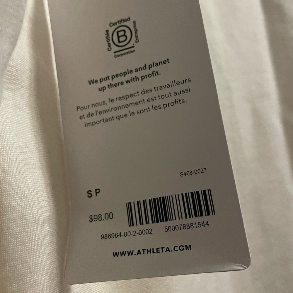 NWT. Athleta White. Long Sleeve Top Size Small with Half- Zipper - Picture 6 of 6